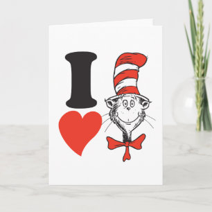 Cartes Pour Fêtes Annuelles J'adore le Chat dans le Chapeau