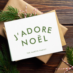 Cartes Pour Fêtes Annuelles J'adore Noel   Blanc vert minimaliste de Noël
