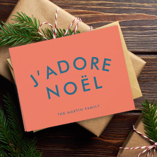 Cartes Pour Fêtes Annuelles J'adore Noel   Modern Love Christmas Rouge et Mari