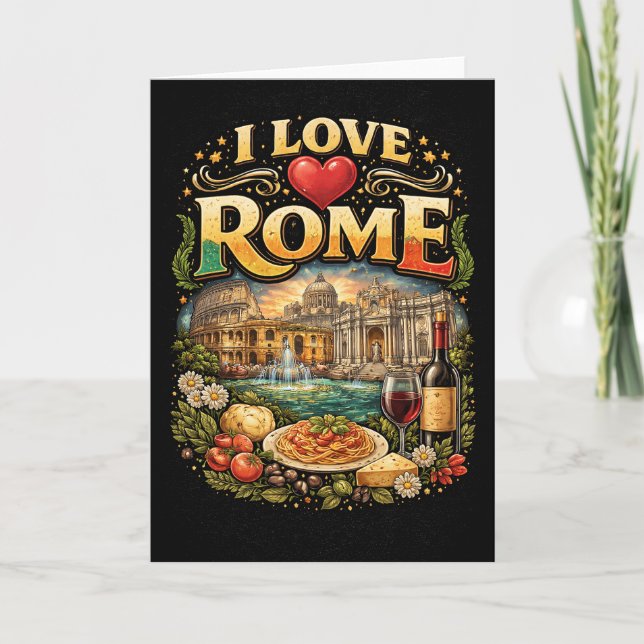 Cartes Pour Fêtes Annuelles J'adore Rome (Devant)