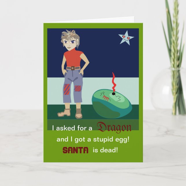 Cartes Pour Fêtes Annuelles J'ai demandé un dragon (Devant)