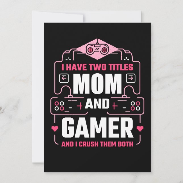 CARTES POUR FÊTES ANNUELLES J'AI DEUX TITRES MOM ET GAMER (Devant)