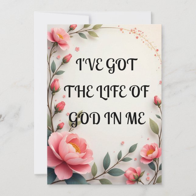 Cartes Pour Fêtes Annuelles J'ai la vie de Dieu en moi (Devant)