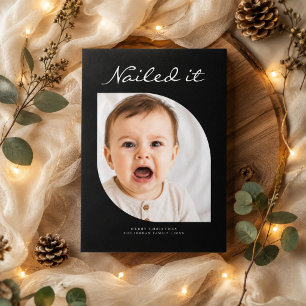 Cartes Pour Fêtes Annuelles J'ai Réussi Élégant Drôle Mignon Bébé Noël Photo