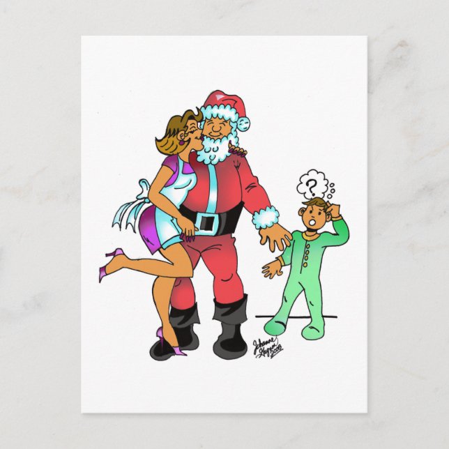 Cartes Pour Fêtes Annuelles J'ai vu maman embrasser le santa claus (Devant)