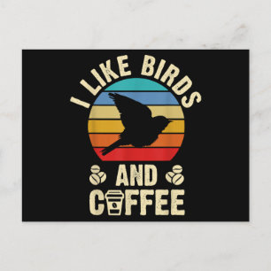 Cartes Pour Fêtes Annuelles J'aime Birds & Coffee Funny vintage Birds thème lo