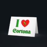 Cartes Pour Fêtes Annuelles J'aime Cortona Italie<br><div class="desc">J'aime Cortona Italie. C'est une grande manière de montrer votre fierté italienne. Grand pour un T-shirt ou des T-shirts,  tabliers,  boutons,  magnet et plus….  Grand cadeau pour tous Noël d'occasion particulièrement,  anniversaires,  jour de mère,  fête des pères et quotidien.</div>