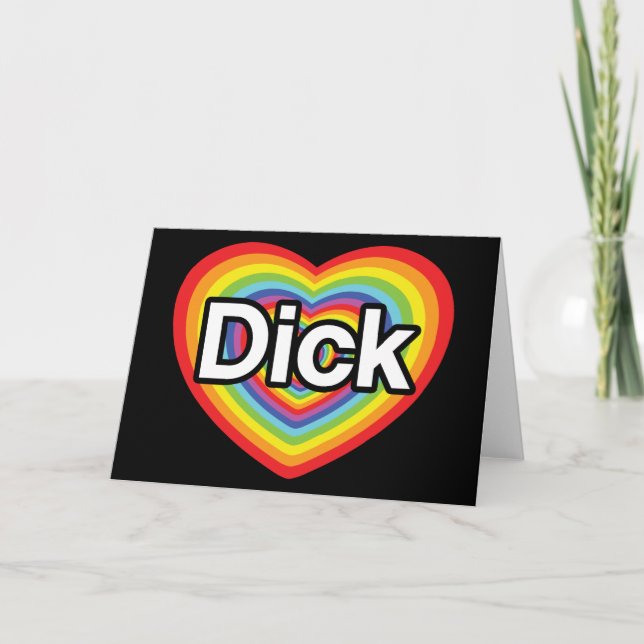 Cartes Pour Fêtes Annuelles J'aime Dick : coeur arc-en-ciel (Devant)