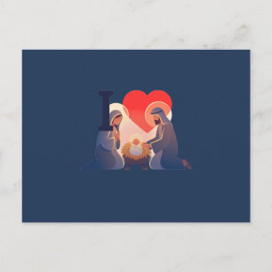 Cartes Pour Fêtes Annuelles J'aime la scène de la Nativité Sainte Nuit Noël Ma
