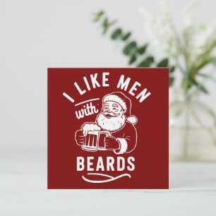 Cartes Pour Fêtes Annuelles J'aime les hommes avec des barbes Noël Père Noël B