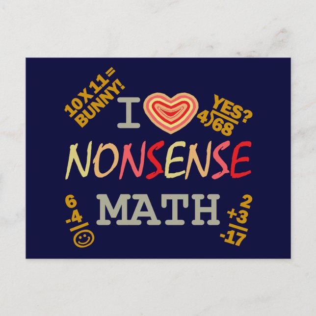 Cartes Pour Fêtes Annuelles J'Aime Les Maths De Non-Sens (Devant)