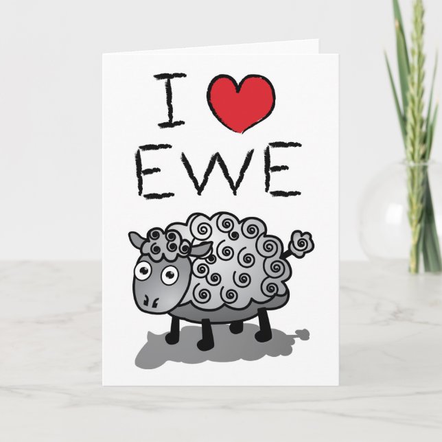 Cartes Pour Fêtes Annuelles J'Aime L'Ewe ! Saint Valentin (Devant)