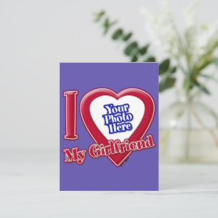 Cartes Pour Fêtes Annuelles J'Aime Ma Fille Photo Coeur Rouge Violet