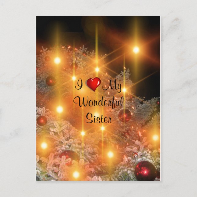 Cartes Pour Fêtes Annuelles J'Aime Ma Merveilleuse Soeur (Devant)