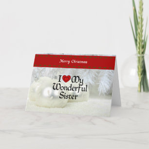 Cartes Pour Fêtes Annuelles J'Aime Ma Merveilleuse Soeur, Noël Blanc