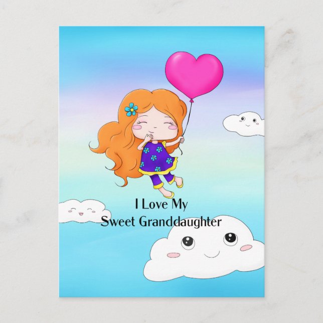 Cartes Pour Fêtes Annuelles J'Aime Ma Petite-Fille Douce...embrasser (Devant)