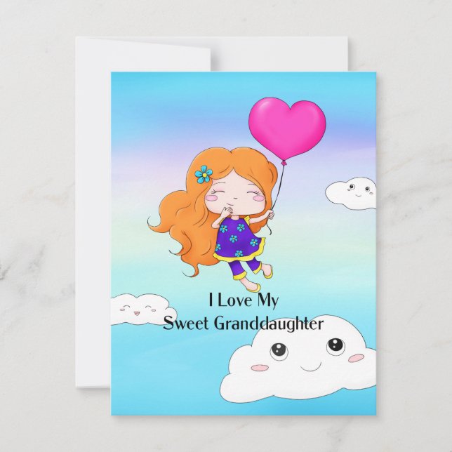 Cartes Pour Fêtes Annuelles J'Aime Ma Petite-Fille Douce...embrasser (Devant)