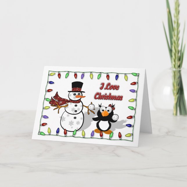 Cartes Pour Fêtes Annuelles J'aime Noël (Devant)