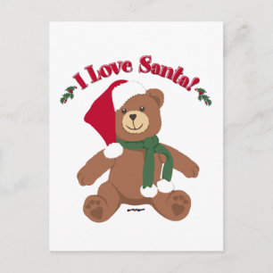 Cartes Pour Fêtes Annuelles J'aime Santa ! Ours en peluche de Noël