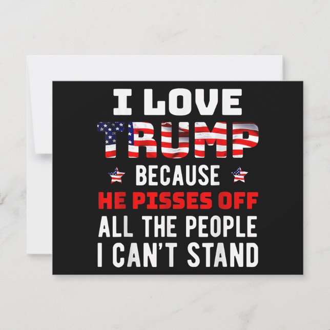 Cartes Pour Fêtes Annuelles J'Aime Trump Parce Qu'Il Empêche Les Gens Que Je P (Devant)
