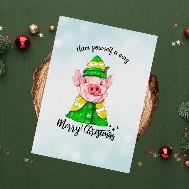Cartes Pour Fêtes Annuelles Jambon vous-même un très joyeux Noël Funny Cochon (Créateur téléchargé)