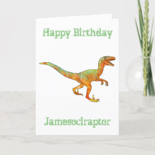 Cartes Pour Fêtes Annuelles James ociraptor Drôle Velociraptor Art de dinosaur