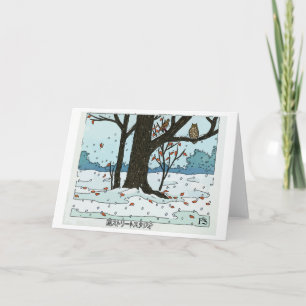 Cartes Pour Fêtes Annuelles Japanese Christmas Snow and Birds