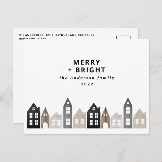 Cartes Pour Fêtes Annuelles Japon moderne Noël maisons nordiques élégantes Vac (Devant / Derrière)