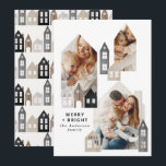 Cartes Pour Fêtes Annuelles Japon moderne Noël Nordique maisons 3 photo chic<br><div class="desc">Moderne Japon Noël Nordique maisons design simple 3 photo carte de vacances design</div>