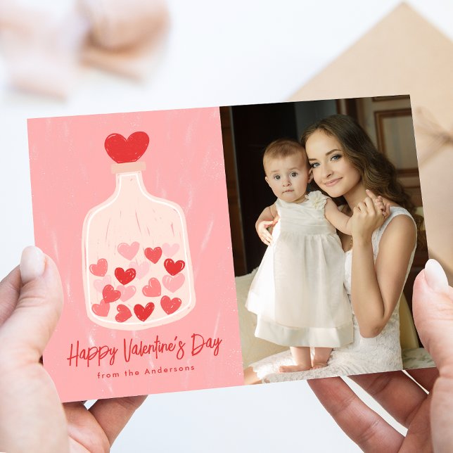 Cartes Pour Fêtes Annuelles Jar de coeur tiré à la main Photo Saint-Valentin (Créateur téléchargé)