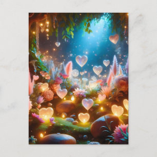 Cartes Pour Fêtes Annuelles Jardin de cœur de fleurs magiques lumineuses