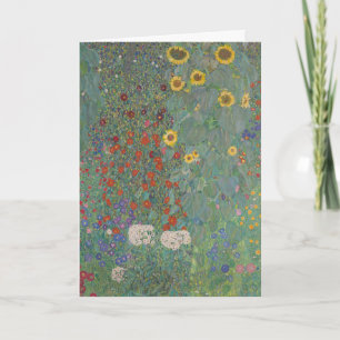Cartes Pour Fêtes Annuelles Jardin de ferme au tournesol de Klimt, art floral 