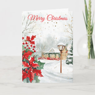 Cartes Pour Fêtes Annuelles Jardin de Noël à l'aquarelle