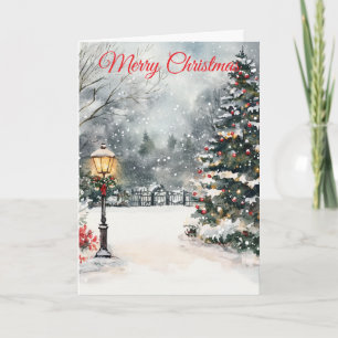 Cartes Pour Fêtes Annuelles Jardin de Noël à l'aquarelle