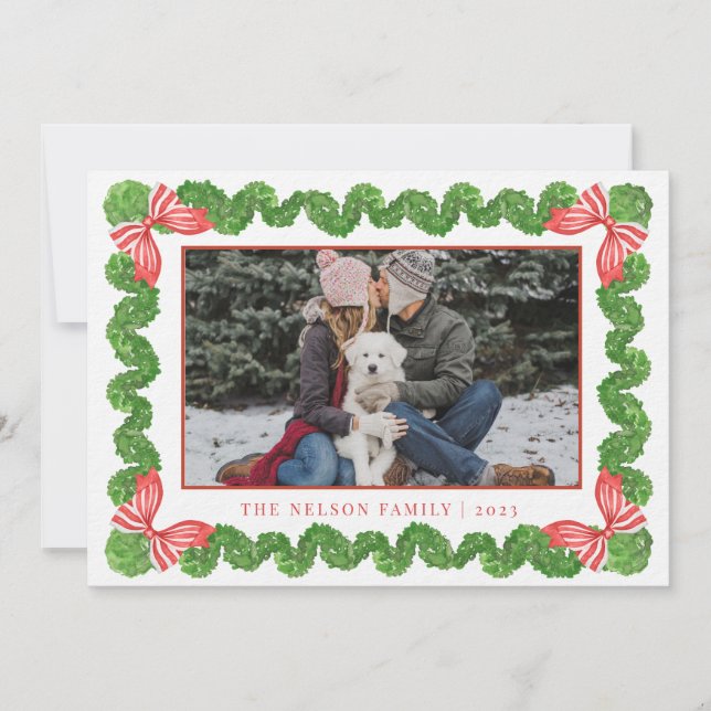 Cartes Pour Fêtes Annuelles Jardin de Noël de Preppy Topiary Photo (Devant)