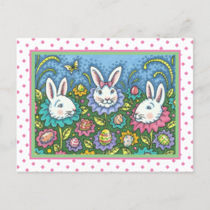CARTES POUR FÊTES ANNUELLES JARDIN DE PÂQUES FANTAISISTE, FLEURS DE LAPIN