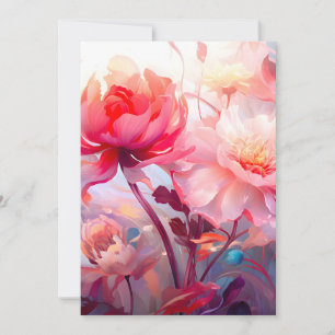 Cartes Pour Fêtes Annuelles Jardin de pivoines fleuries aquarelle de printemps