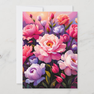 Cartes Pour Fêtes Annuelles Jardin de printemps Zen lever de soleil rose flora