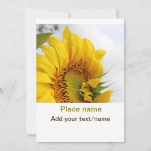 Cartes Pour Fêtes Annuelles Jardin de tournesol jaune ajouter photo nom du tex