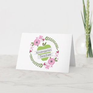 Cartes Pour Fêtes Annuelles Jardin d'enfants enseignant vert pomme fleurie Wre