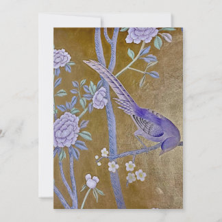 Cartes Pour Fêtes Annuelles Jardin d'or Chinoiserie avec Oiseau pourpre & Peon