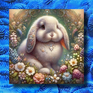 Cartes Pour Fêtes Annuelles Jardin Fleur Art Nouveau Bunny Pâques