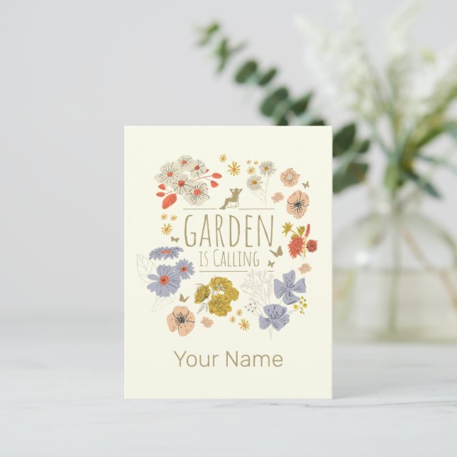 Cartes Pour Fêtes Annuelles Jardin Fleurs botaniques pour jardiner maman et pa (Debout devant)