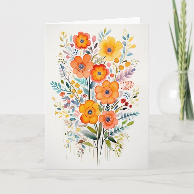Cartes Pour Fêtes Annuelles Jardin Fleurs Fleurie Art (Devant)