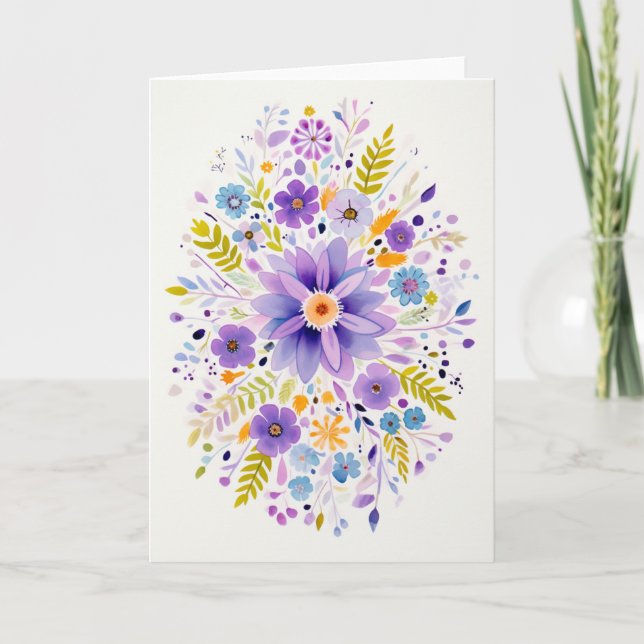 Cartes Pour Fêtes Annuelles Jardin Fleurs Fleurie Art (Devant)