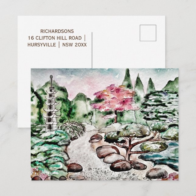 Cartes Pour Fêtes Annuelles Jardin japonais (Devant / Derrière)