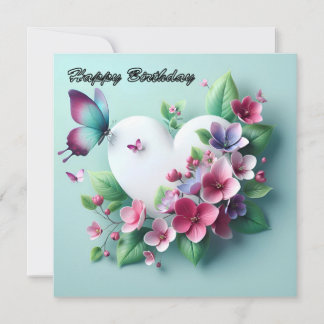 Cartes Pour Fêtes Annuelles Jardin printanier fantaisiste et papillon peint en