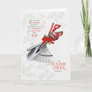 Cartes Pour Fêtes Annuelles Jardinier Saison Engraissé de Joie avec Nom