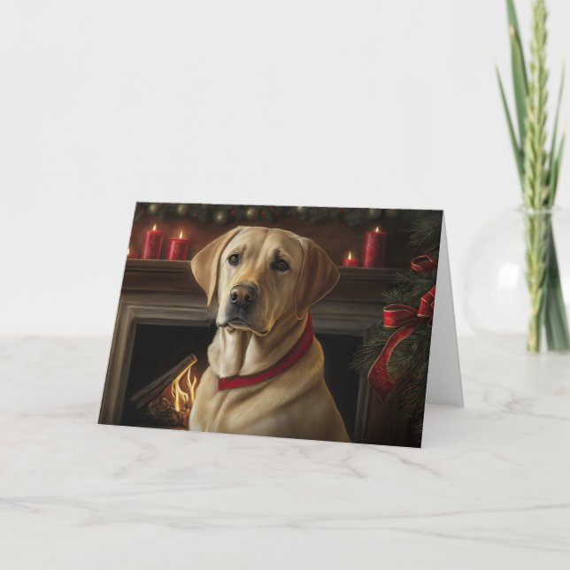 Cartes Pour Fêtes Annuelles Jaune Lab Holiday (Devant)