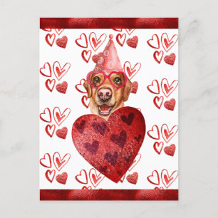 Cartes Pour Fêtes Annuelles Jaune Labrador Hearts Amoureux des chiens Valentin